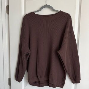 Aerie Brown Waffle Knit Sweatshirt